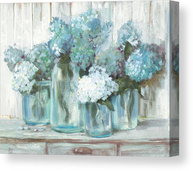 Hydrangeas in Glass Jars Blue - Carol Rowan