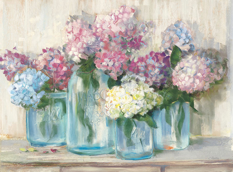 Hydrangeas in Glass Jar (Pastel Crop) – Carol Rowan